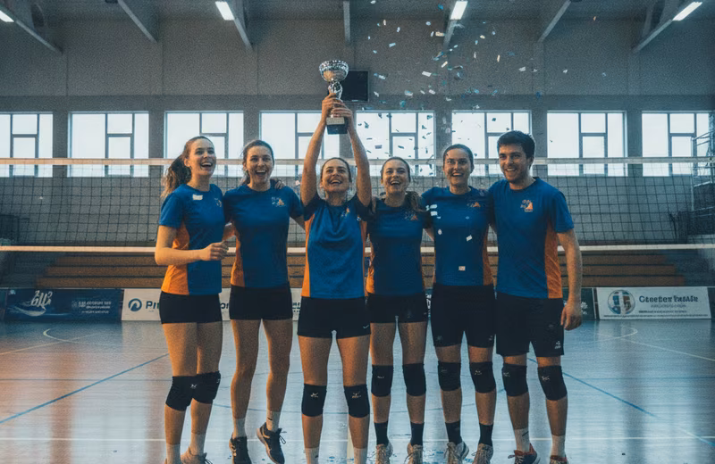Röplabdacsapat kupával ünnepel a csarnokban